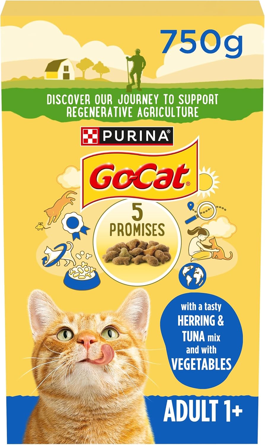 GO-CAT Herring and Tuna Adult Dry Cat Food 750g (Pack of 5)