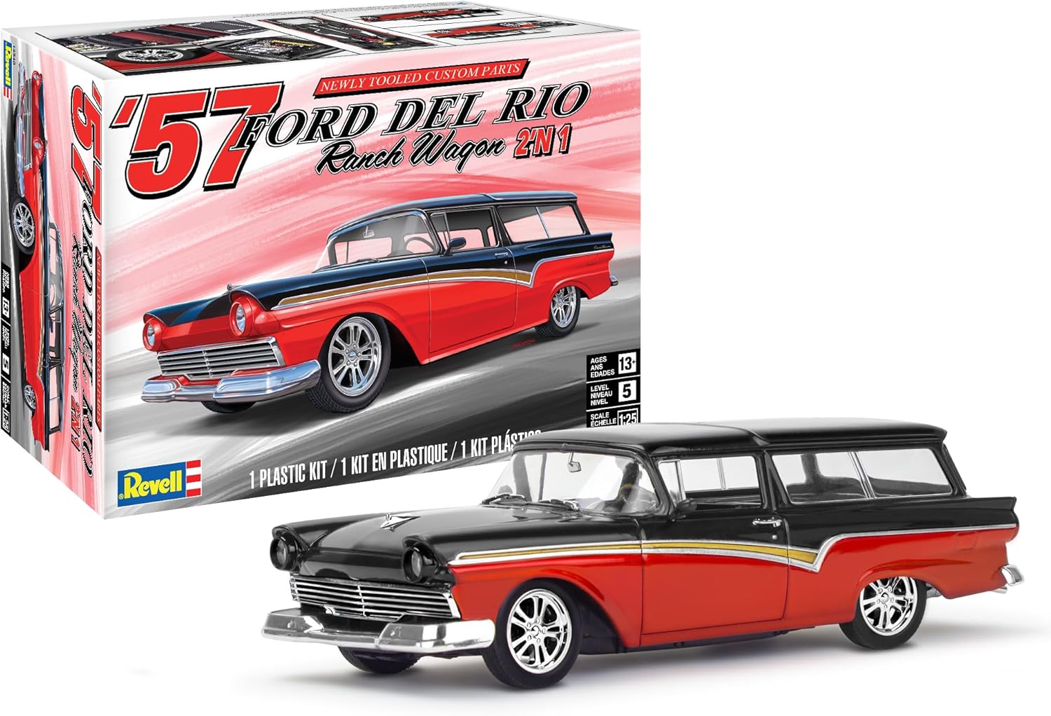 Revell 14548 '57 Ford Del Rio Ranch Wagon 2'N1 1:25 Scale 197-Piece Skill Level 5 Model Building Kit