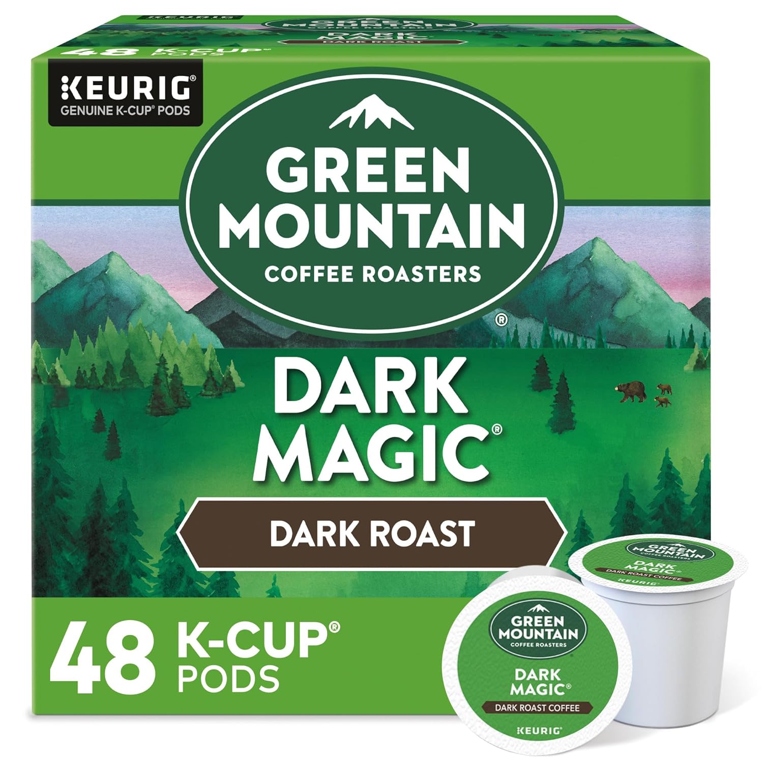 Green Mountain Coffee Roasters Dark Magic, Single-Serve Keurig K-Cup Pods, Dark Roast Coffee Pods, 48 Count (2 Packs of 24)
