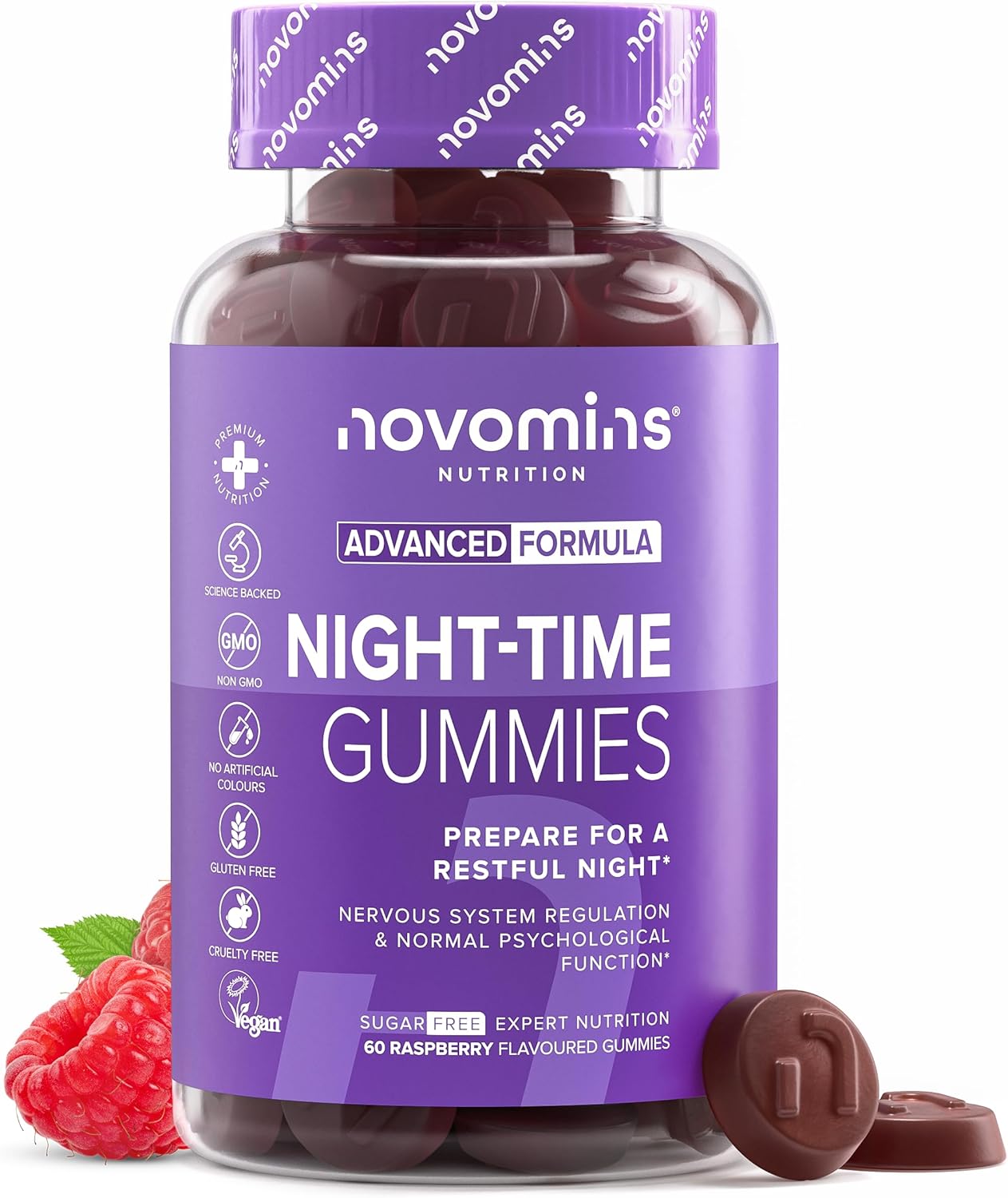 Night Time Gummies - Sleep Gummies for Adults - High Strength Natural Alternative to Melatonin Gummies & Sleep Gummies - Made from Magnesium for Sleep L-Theanine Vitamin B12 - Sleep Gummies - Novomins