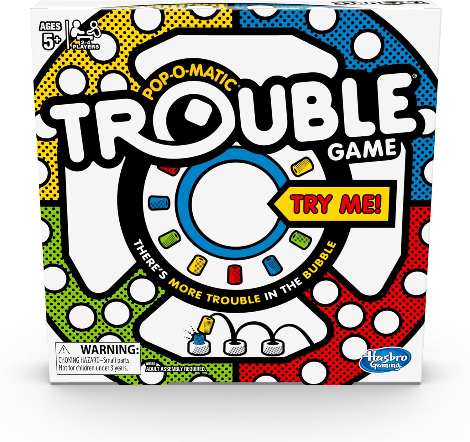 Hasbro Gaming Trouble Board Game for Kids Ages 5 and Up 2-4 Players (Packaging may vary)