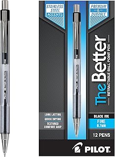 PILOT Pen 30000 The Better Ball Point Pen Refillable & Retractable Ballpoint Pens, Fine Point, Black Ink, 12-Pack
