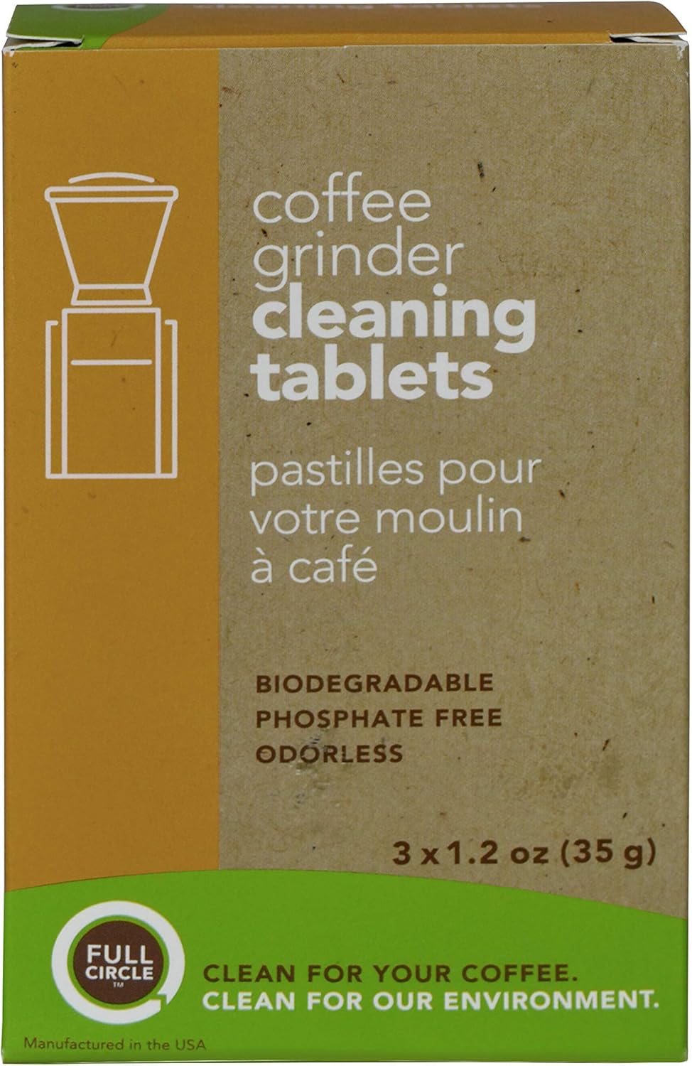 Urnex Full Circle Coffee Grinder Cleaning Tablets - 3 Single Use Packets - Coffee Grinder Cleaner Removes Coffee Residue and Oils