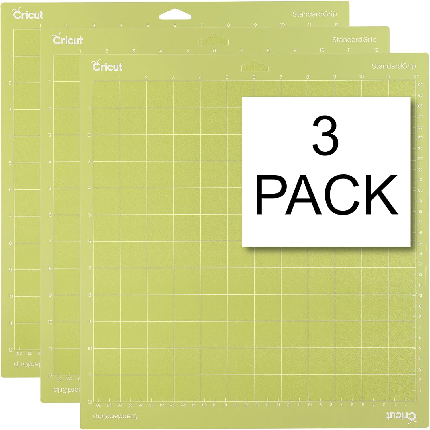 Cricut StandardGrip Machine Mats 12in x 12in, Reusable Cutting Mats for Crafts with Protective Film, Use with Cardstock, Iron On, Vinyl and More, Compatible with Cricut Explore & Maker (3 Count)
