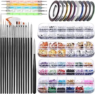 Teenitor Nail Art Kit Nail Art Tools, Nail Design Kit with Nail Art Brushes, Nail Tape Nail Gems Rhinestones, Nail Dotting Tools Nail Foil, Butterfly Nail Design Tools for Nail Art Supplies
