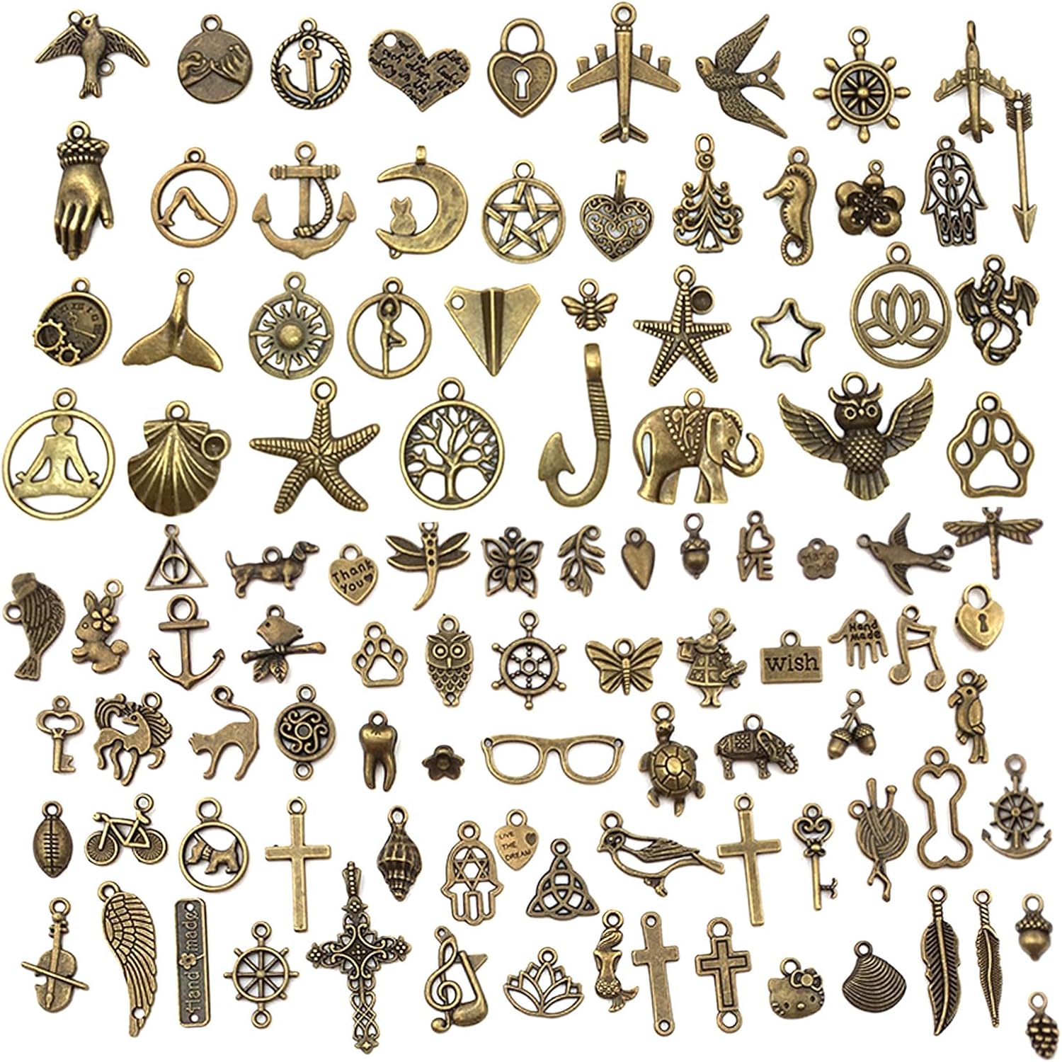 PAITOK Charms Pendants for Jewellery Making,100 Pieces Mixed Retro Alloy Charms Set for Bracelet Necklace Earrings Making DIY Crafts