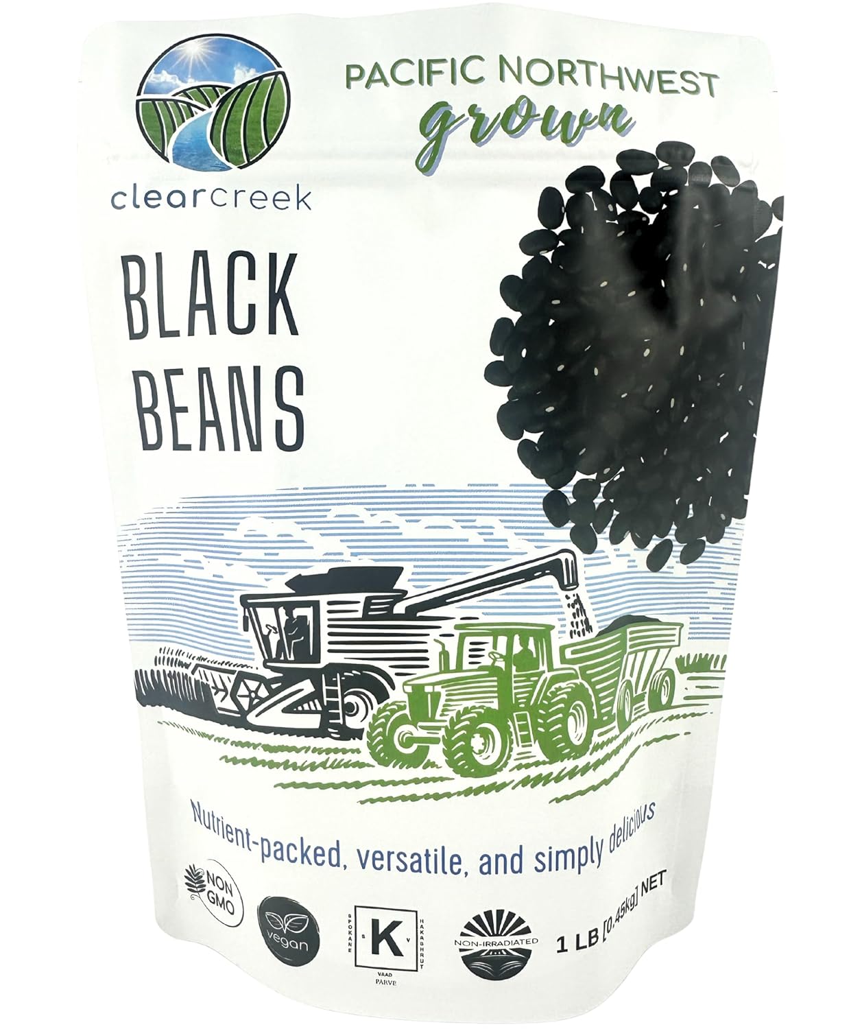 Washington State Black Beans | 1 LB Resealable Bag | Non-GMO | Vegan | Kosher | Non-Irradiated | Dry Black Beans | Frijoles Negros