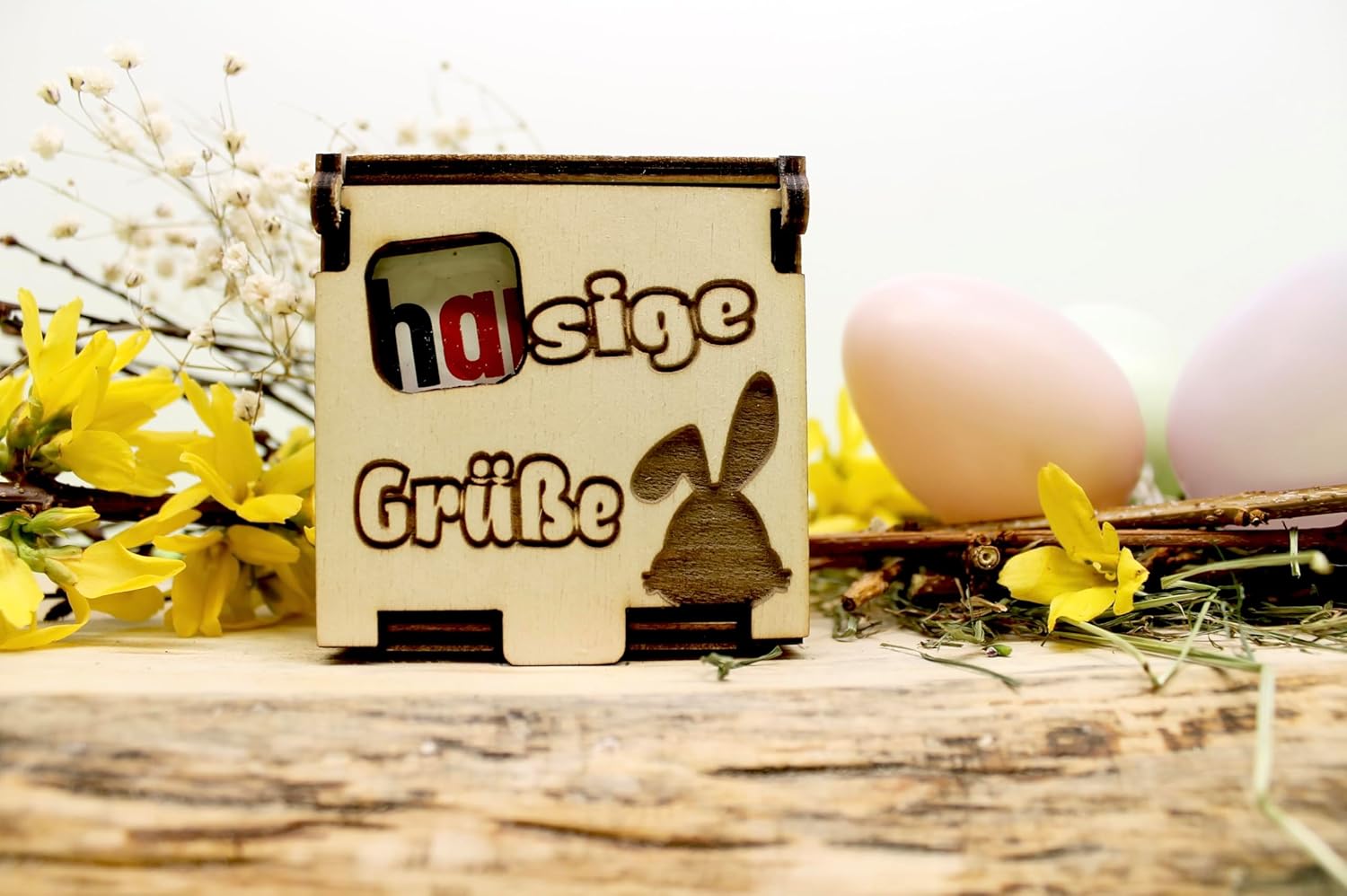 Hasige Greetings – Gift Box for Easter – Wooden Box for Hanuta – Easter Greetings – for Girlfriend – Wife – Children – Just Because