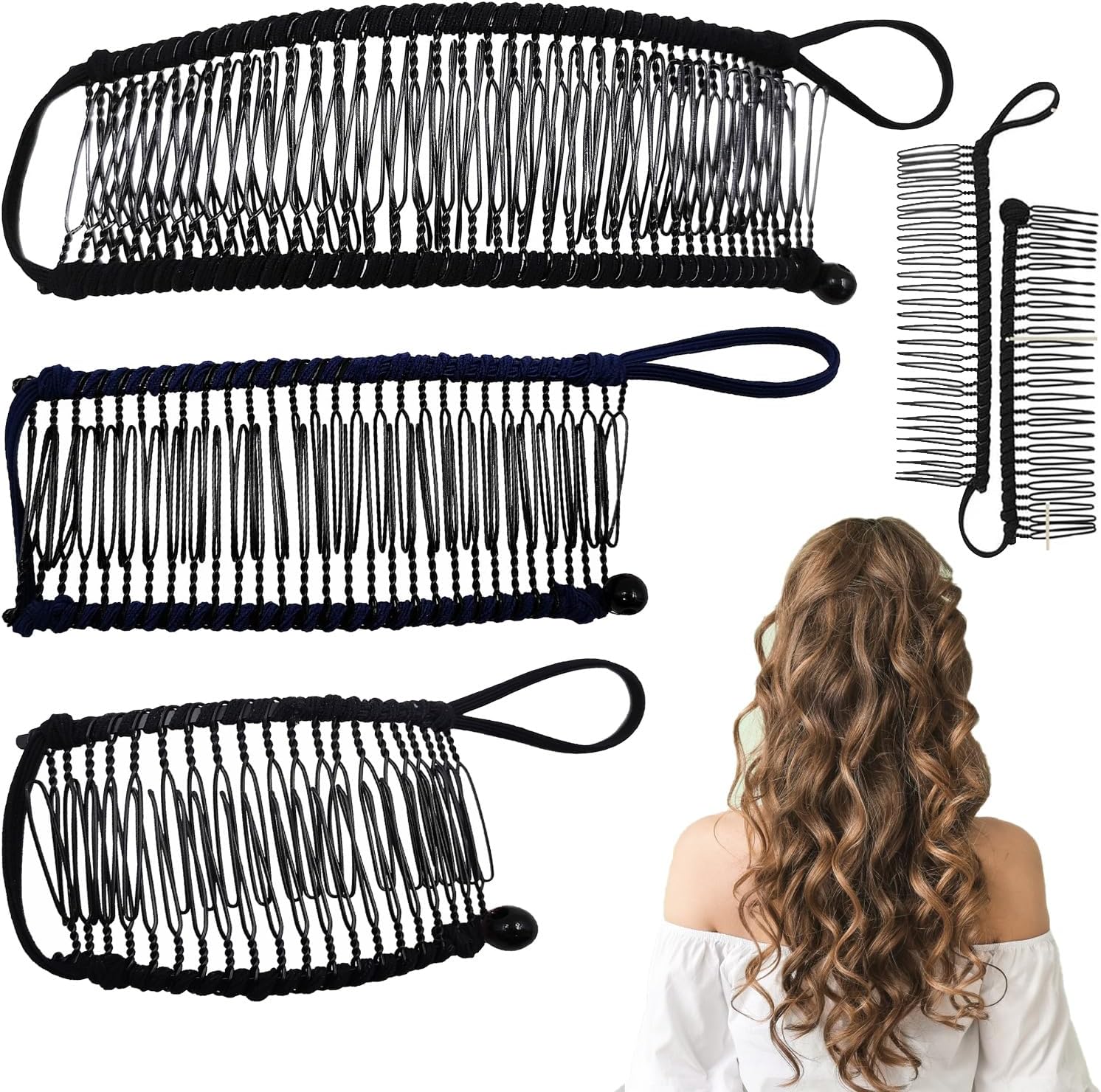 Vintage Stretchy Banana Hair Clip, Stretchy Banana Hair Clip, Vintage Clincher Comb Tool, Flexible Cute Banana Clip, Hair Comb with Elastic for Thick, Short, Thin Fine Hair for