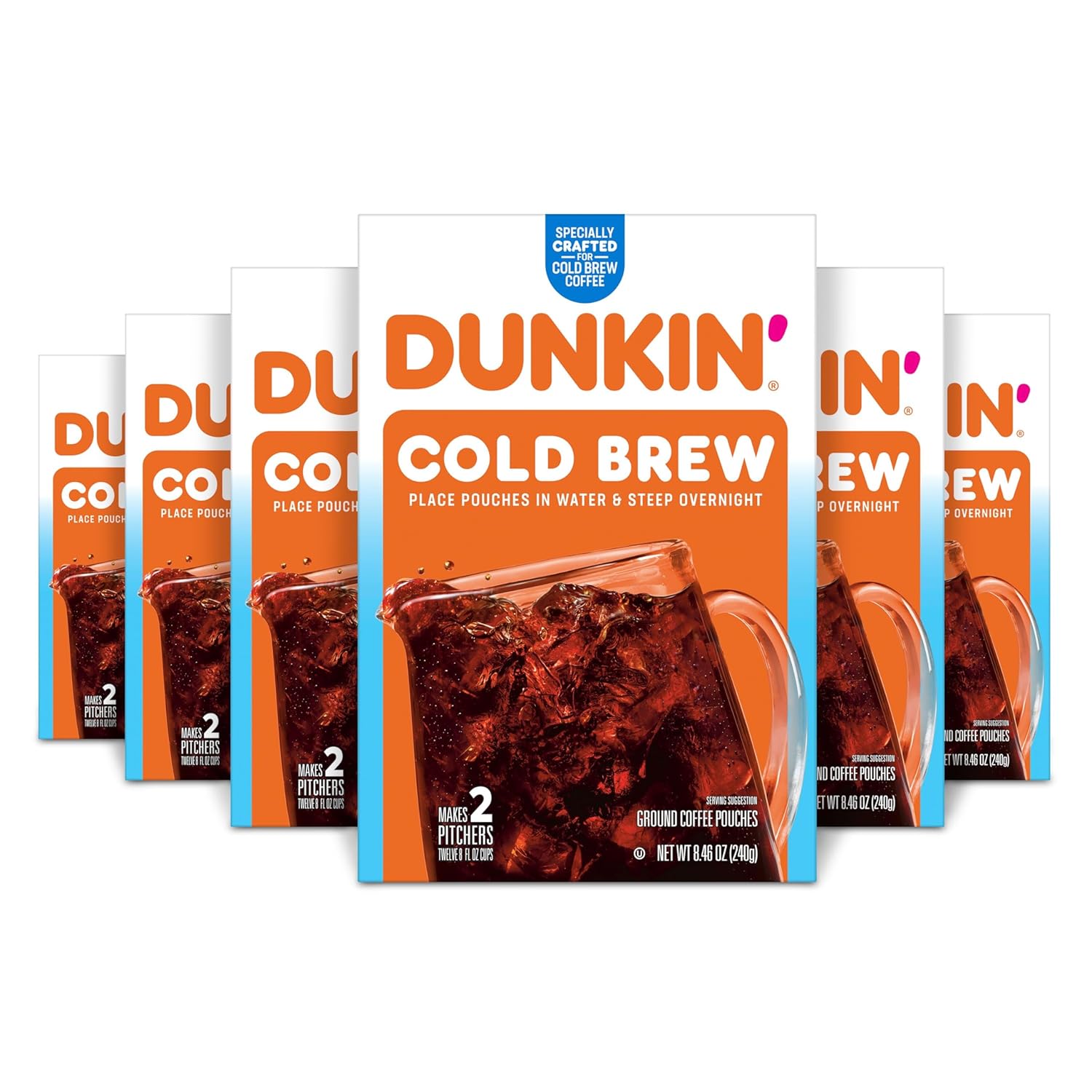 Dunkin' Cold Brew Ground Coffee Packs, 8.46 Ounces (Pack of 6)