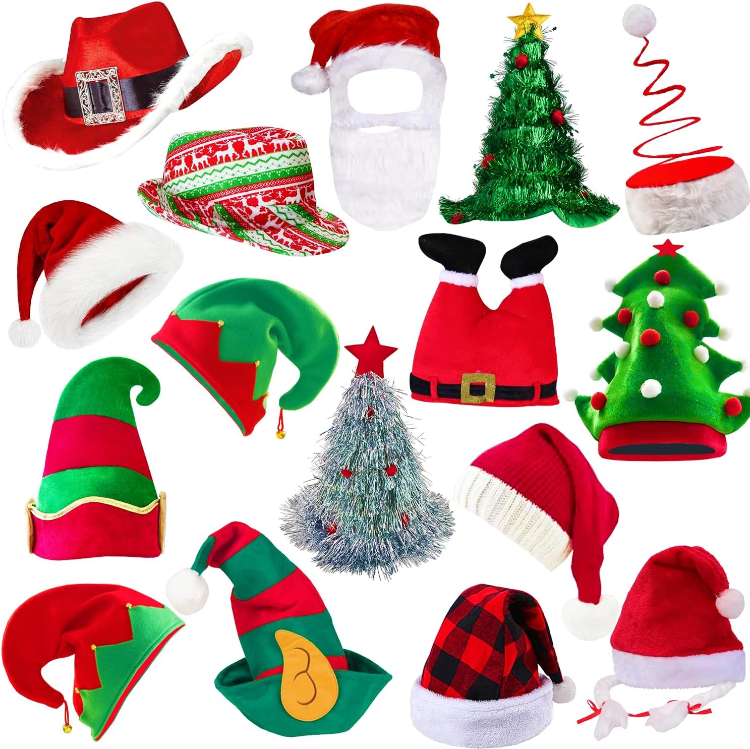 12 Assorted Funny Christmas Hats Santa Hats Elf Hats Christmas Photo Booth Props Hats Christmas Costume Hats for Adult Teen