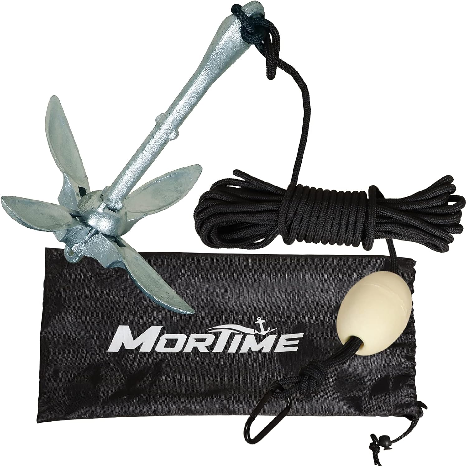 MorTime Grapnel Anchor Kit 3.5 lb Folding Anchor with 40ft Rope, Marine Anchor Accessories for Kayaks, Canoes, Paddle Boards
