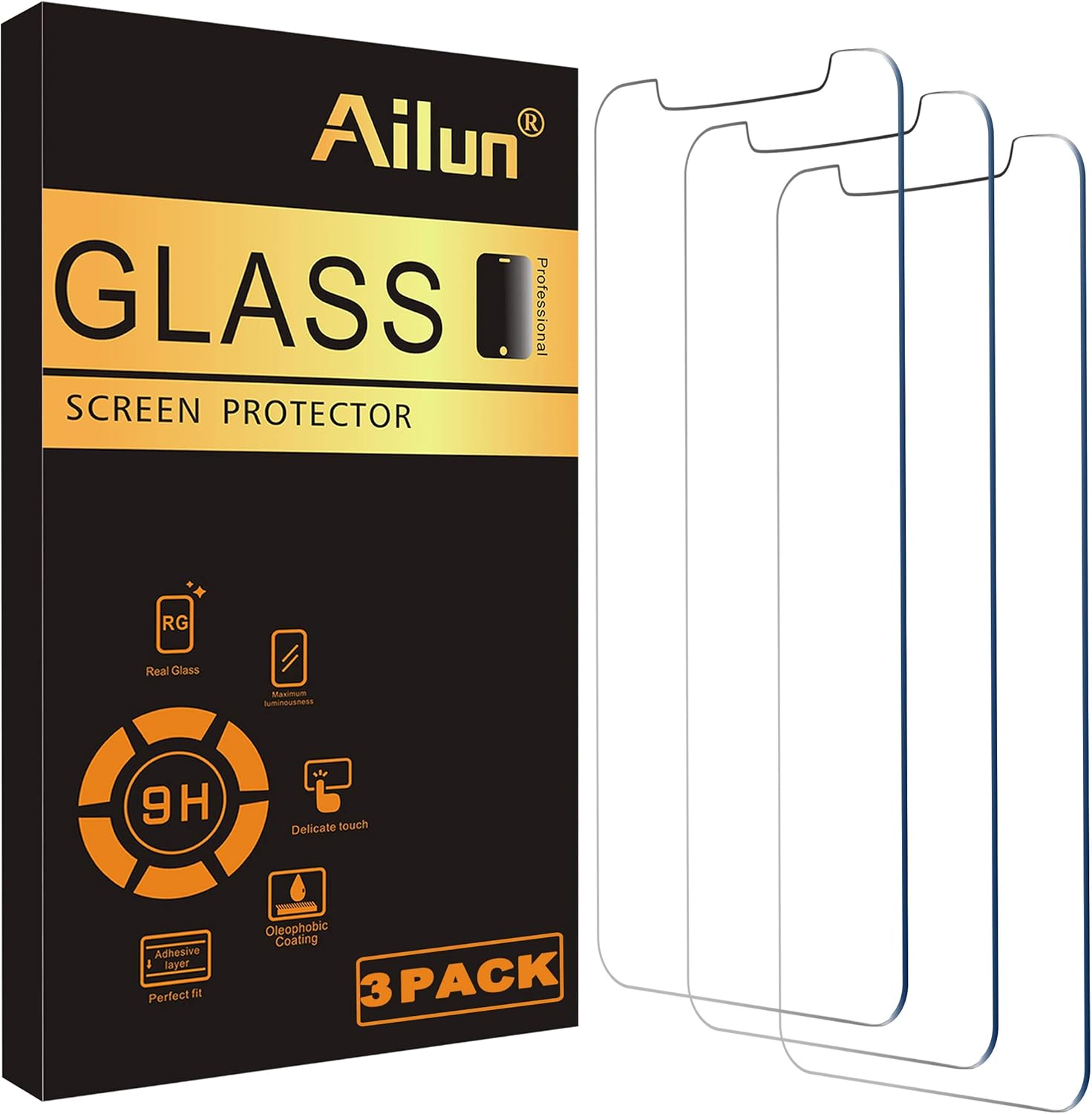 Ailun Glass Screen Protector for iPhone 12 / iPhone 12 Pro 2020 6.1 Inch 3 Pack Case Friendly Tempered Glass