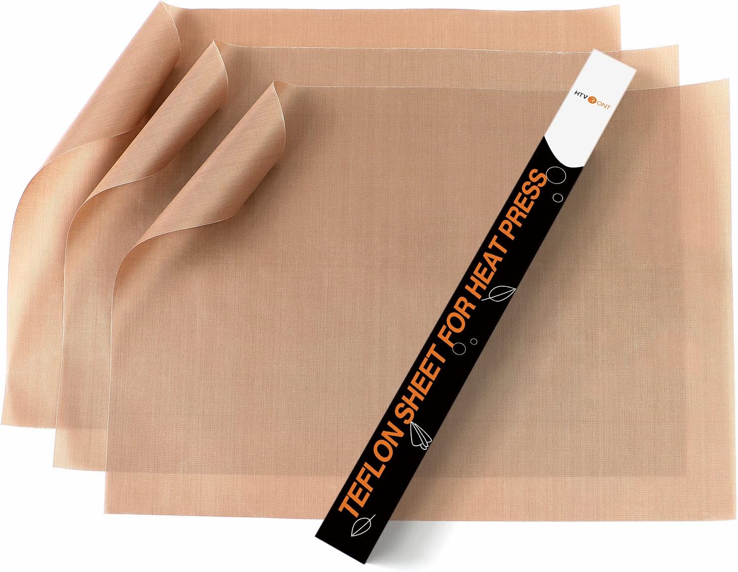 HTVRONT Teflon Sheets for Heat Press - 3 Pack Non Stick PTFE Teflon Sheet Reusable 12 x 16" Teflon Paper Heat Resistant Teflon Mat(Brown)