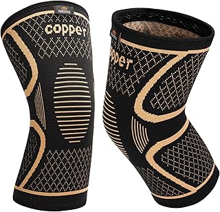 INDEEMAX Copper Knee Brace for Women Men 2 pack, Knee Compression Sleeve for Knee Pain, Arthritis, Running,Sports and Recovery Support, M