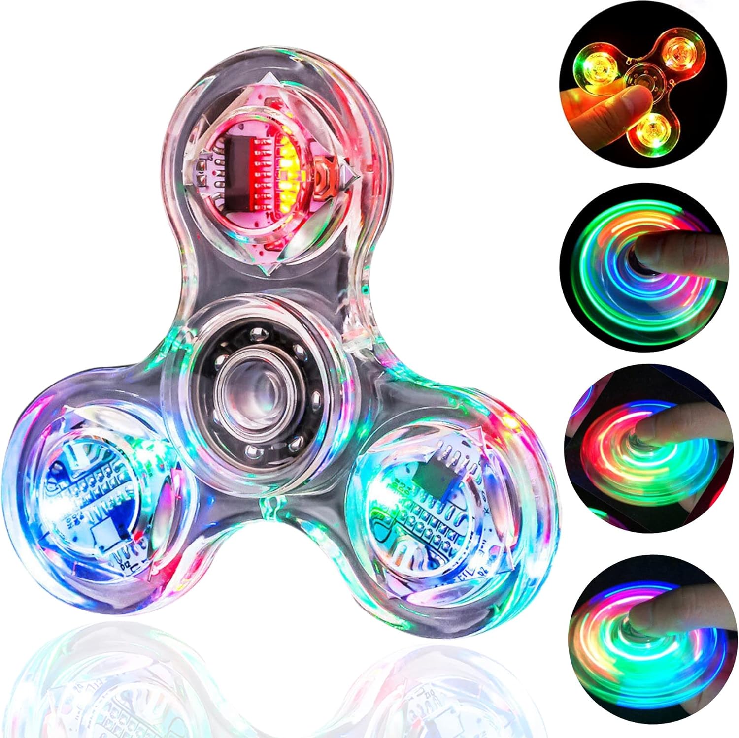 Steemjoey Crystal Led Light Fidget Toy Stress Relief Anti-Anxiety Brain Development Gift for Children and Adults (Crystal-White)