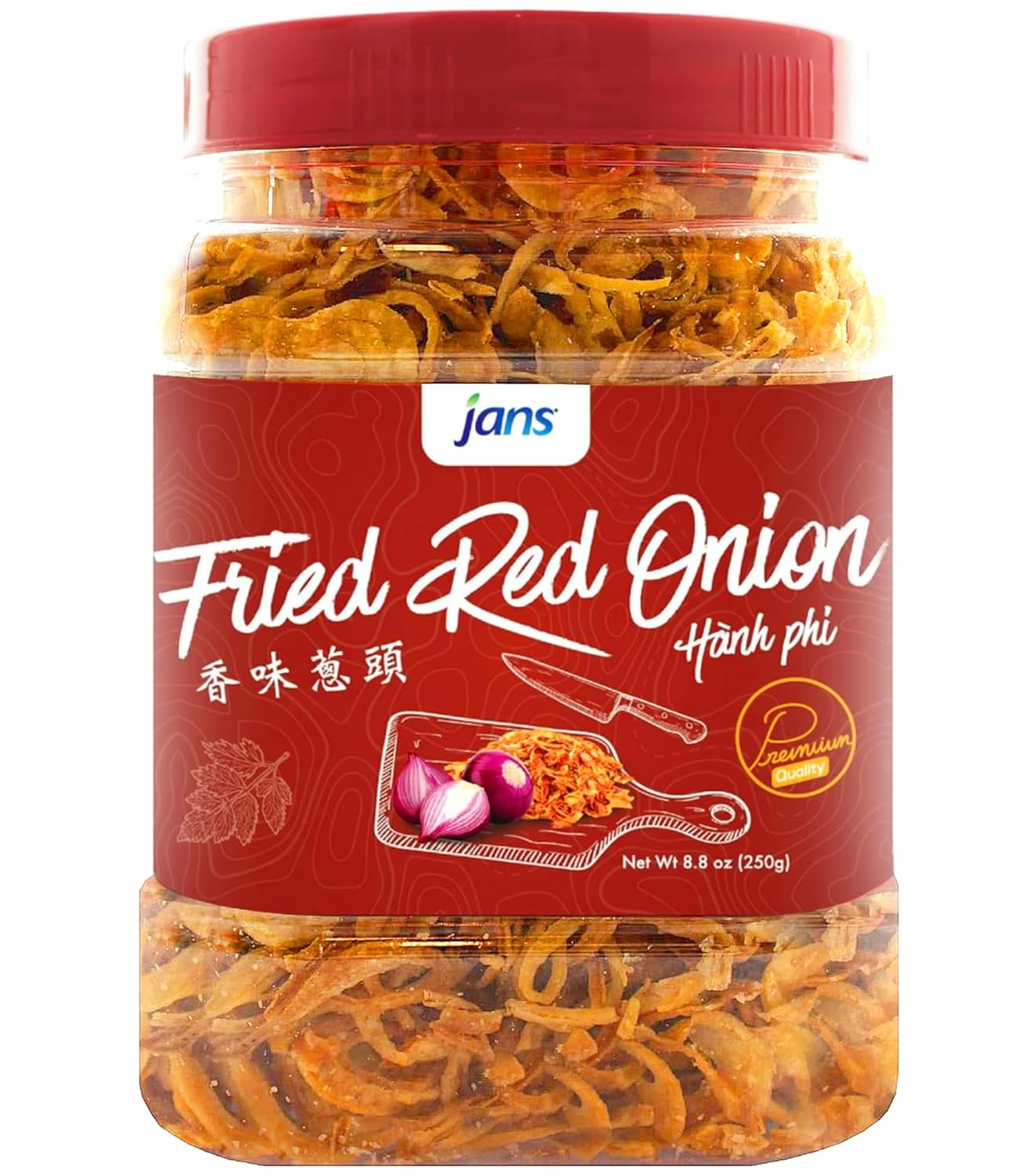 Fried Onions Crispy Topping by Jans | Crispy Fried Red Onion | Fried Onions for Biryana and More | Garnishing, Seasoning, Topping 8 oz