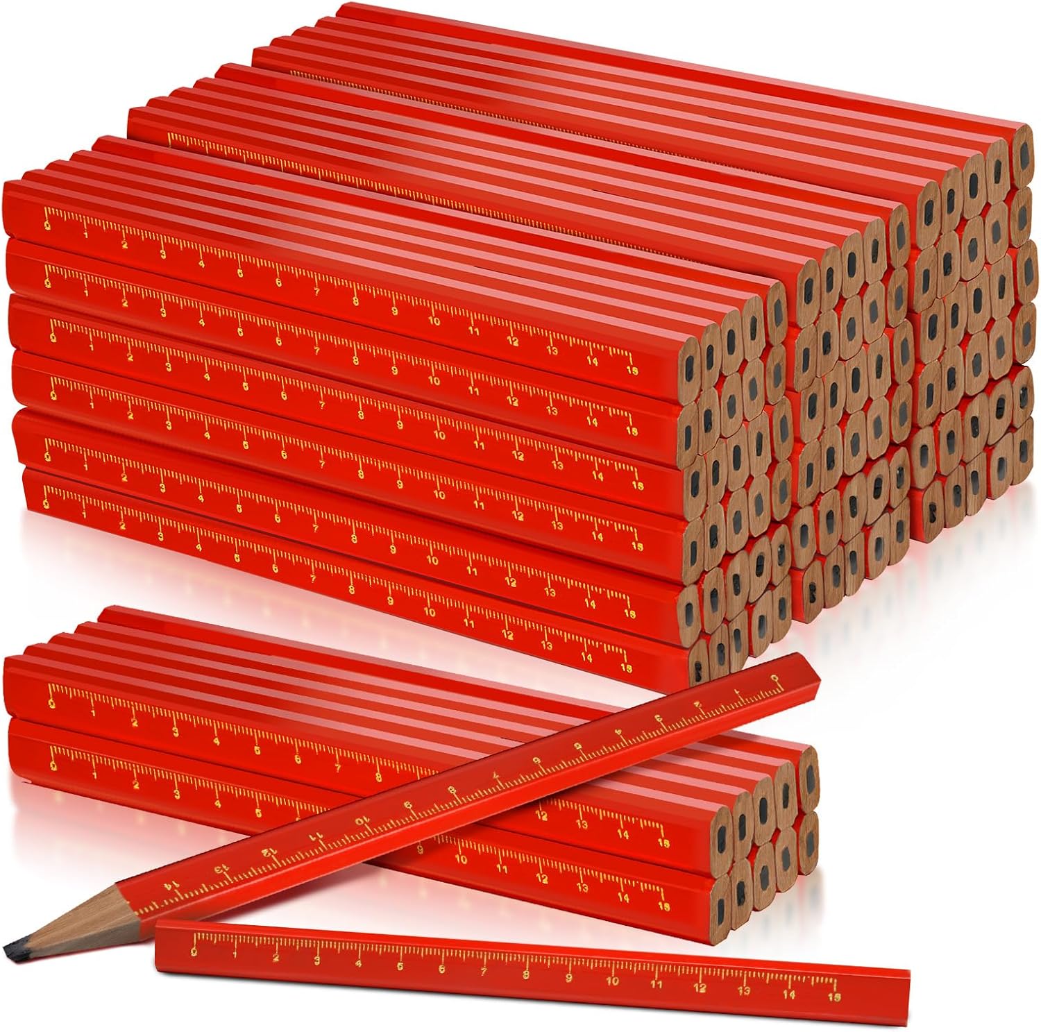 100 Pcs Heavy Duty Octagonal Hard Black Carpenter Pencils for Woodworking and Concrete Marking