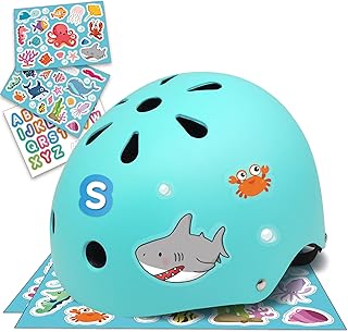 Simply Kids Bike Helmet with DIY Stickers, CPSC & CE Certified - Toddler Helmet for Skateboard Roller-Skating Bicycle Scooter