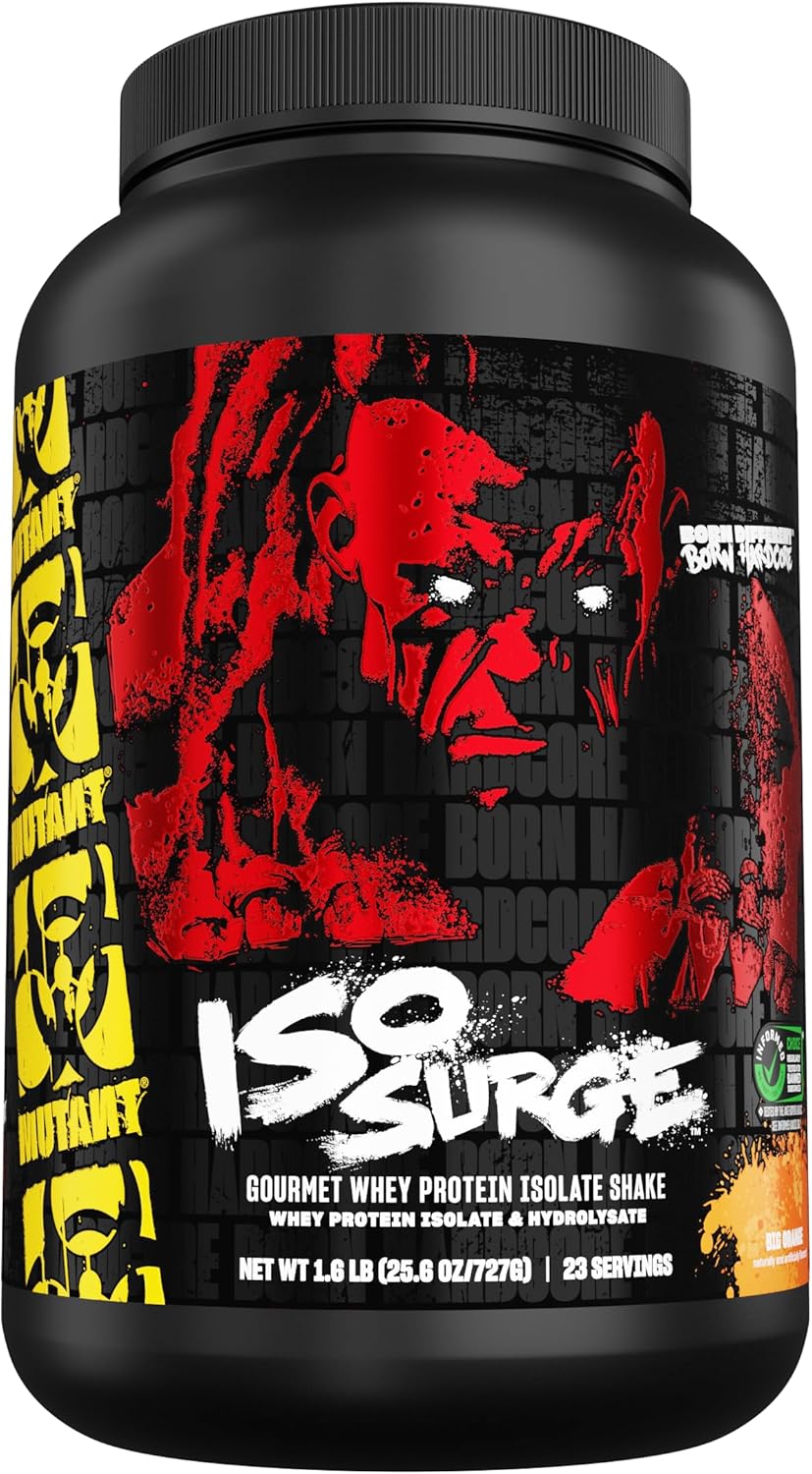 Mutant ISO Surge Whey Protein Isolate Powder Acts Fast to Help Recover, Build Muscle, Bulk and Strength, 1.6 lb - Big Orange Dreamsicle