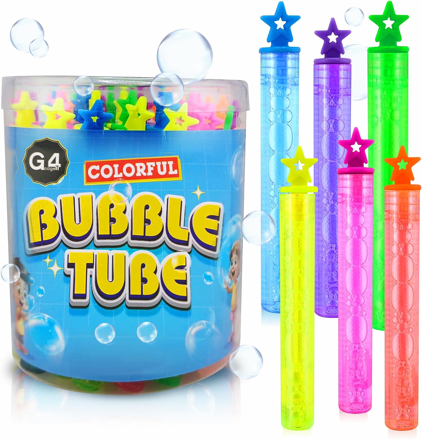 G4GADGET 36-Pack Premium Bubble Tubes Party Bag Fillers – Fun & Colourful Bubbles for Kids – Ideal Party Favours, Loot Bag Fillers, Stocking & Summer Games