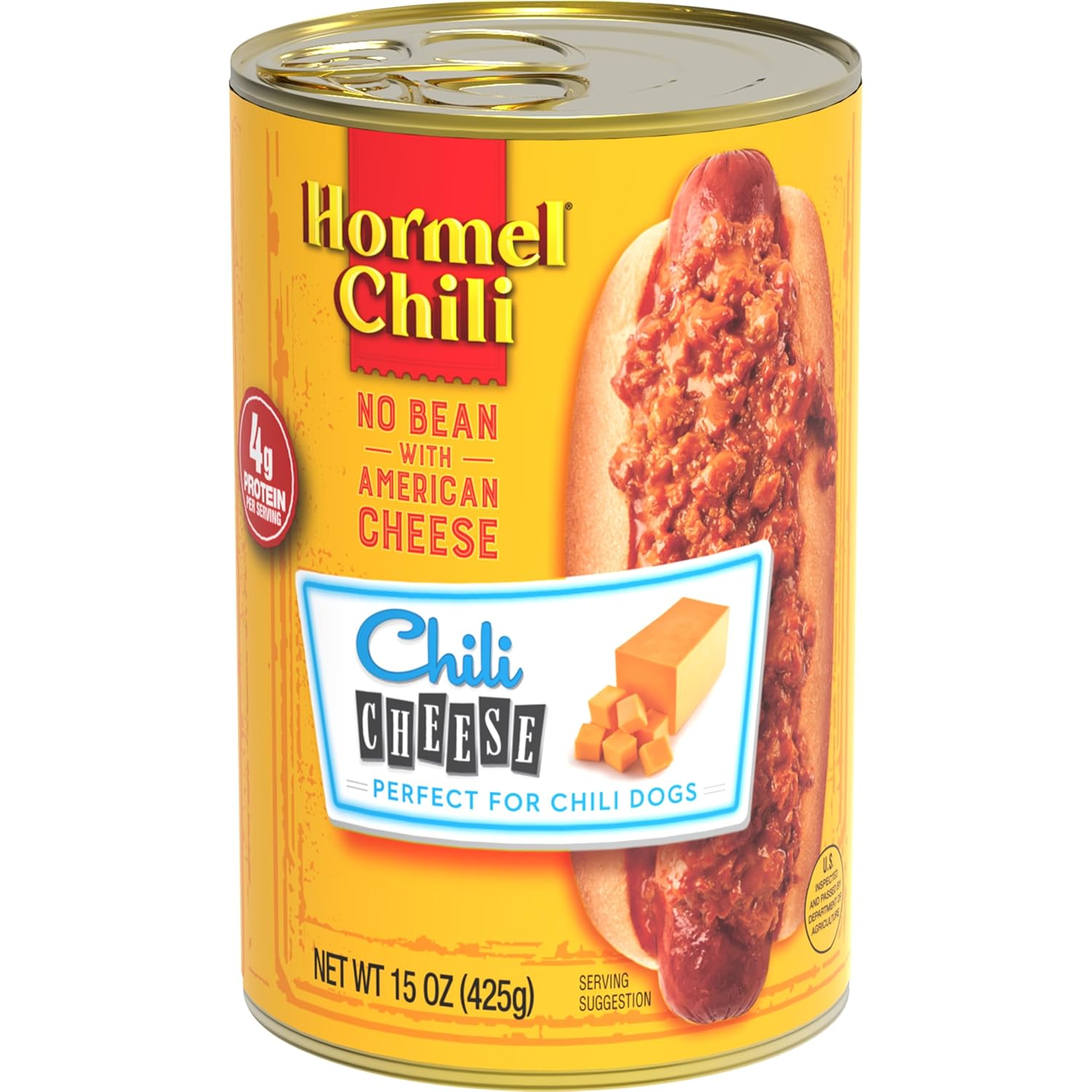 HORMEL Chili No Bean with American Cheese, No Artificial Ingredients, 15 Oz, 12 Pack