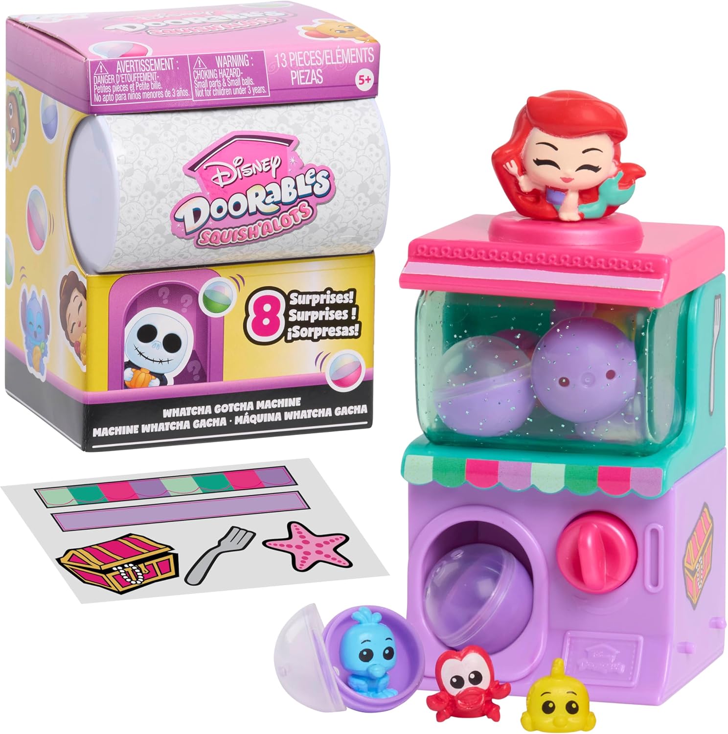 Just Play Disney Doorables Squish’Alots Whatcha Gotcha Machines, 6 Surprises Inside, Collectible Figurines, Kids Toys for Ages 5 Up