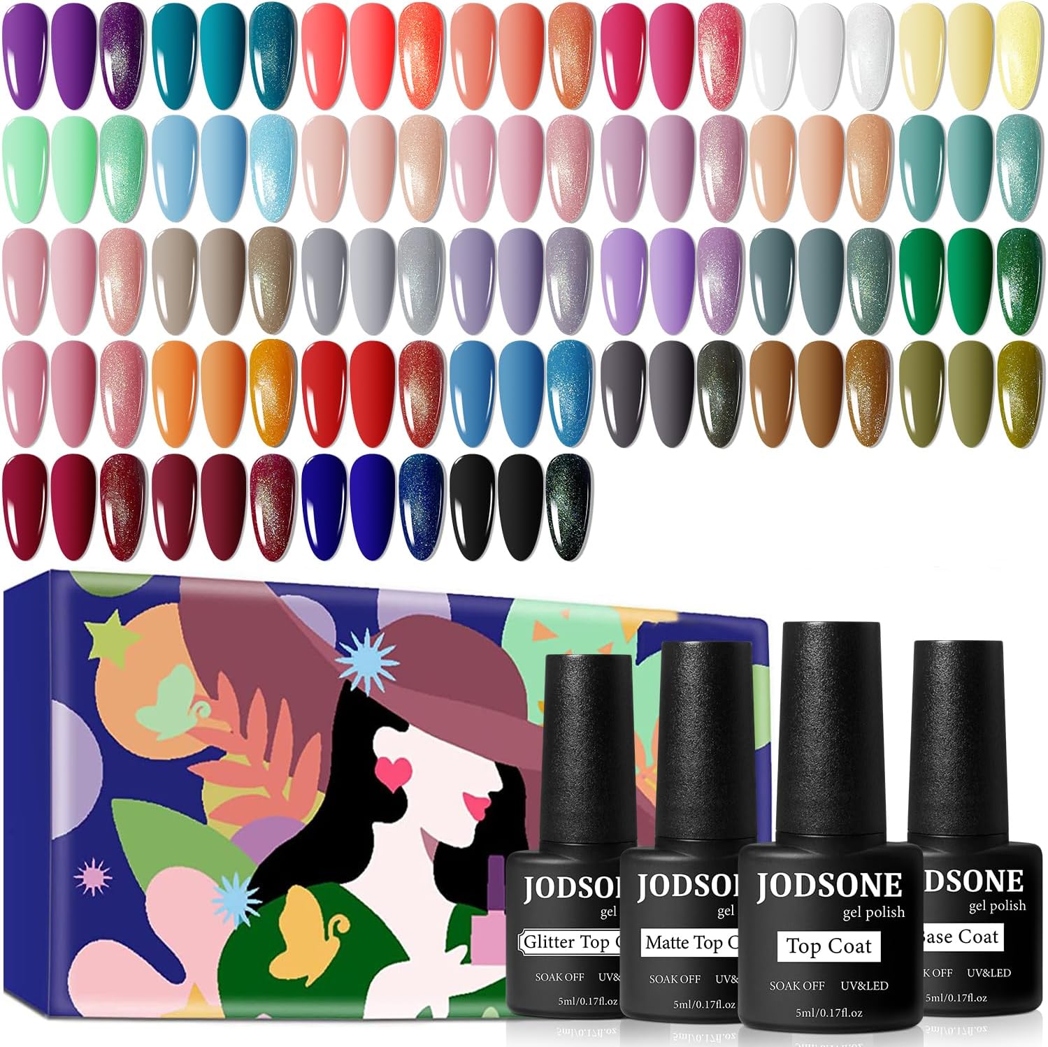JODSONE Gel Nail Polish Set 36 PCS with Base Coat and Matte Top Coat Soak off Gel Nail Set Suitable for All Seasons
