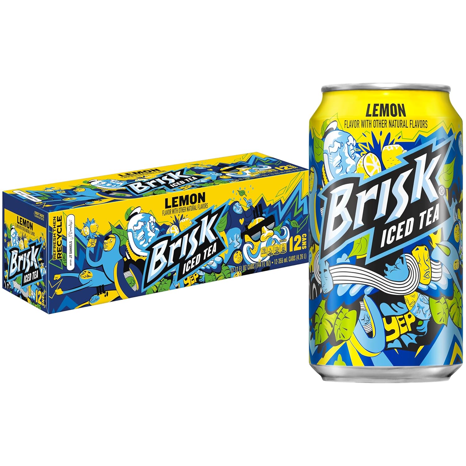 Brisk Lemon Iced Tea, 12 Fl Oz Cans (Pack of 12)