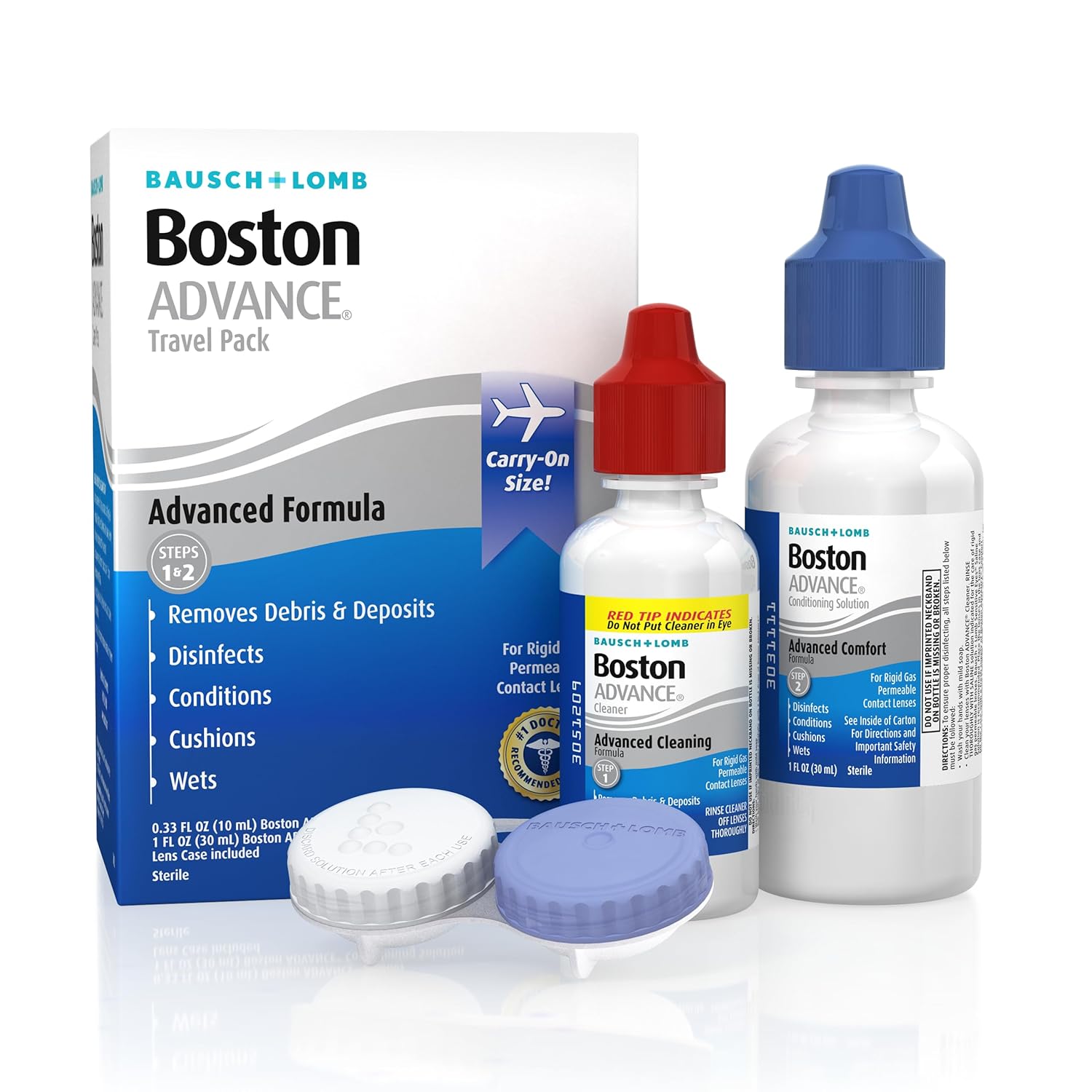 Boston ADVANCE Formula Contact Lens Solution Travel Pack Complete Contact Lens Cleaning and Care Kit for Rigid Gas Permeable Lenses from Bausch + Lomb