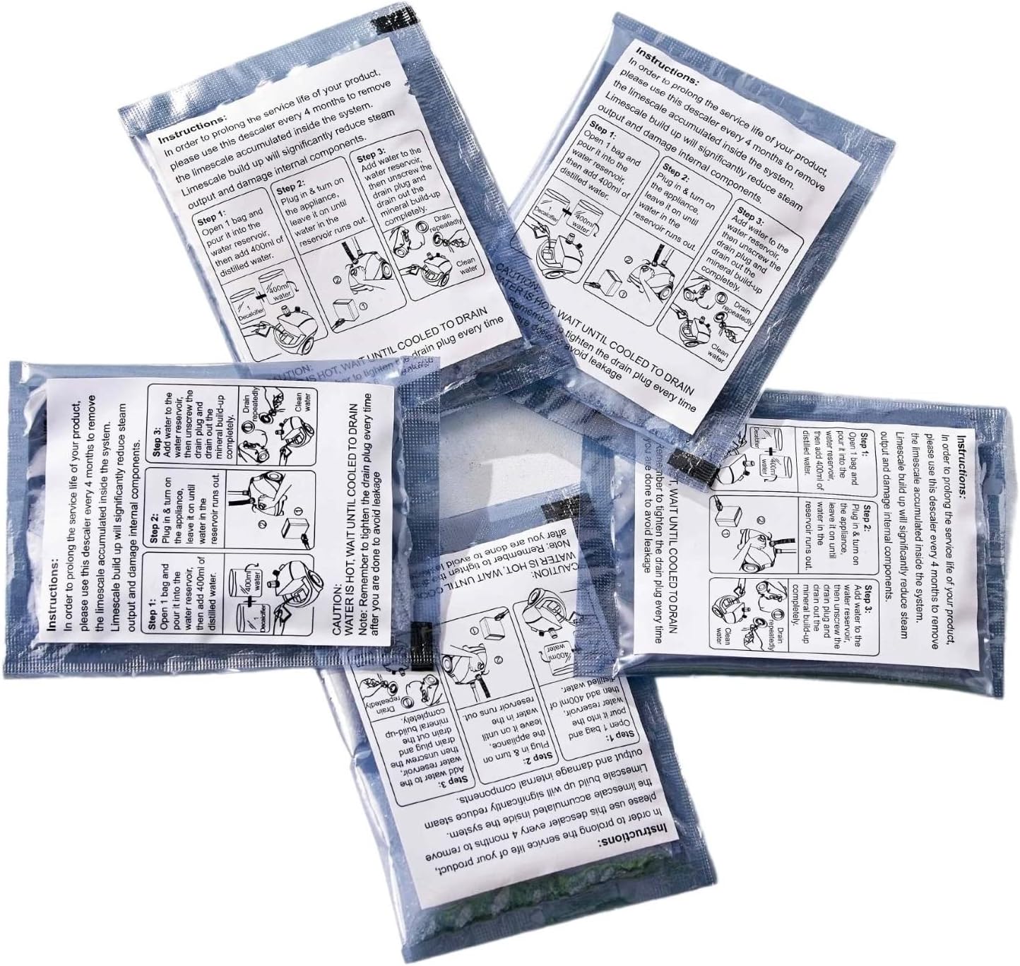 Garment Steamer Descaling Solution Decalcifier Packets for Mineral Deposits and Build-up Removal, Maintenance for Clothes, Works with all Garment Steamer Brands, Cleans Build Up, 5 packs