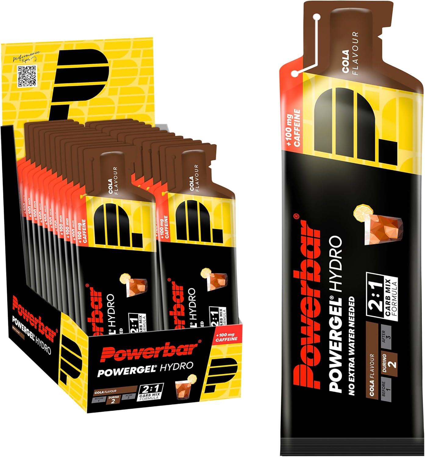Powerbar PowerGel Hydro Cola 24x67 ml - High Carb Energy Gel + C2MAX + 100 mg Caffeine