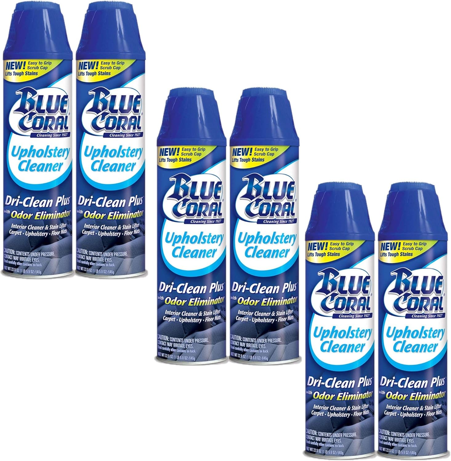 Blue Coral DC22 Upholstery Cleaner Dri-Clean Plus with Odor Eliminator, 22.8 oz. Aerosol (Pack of 6)