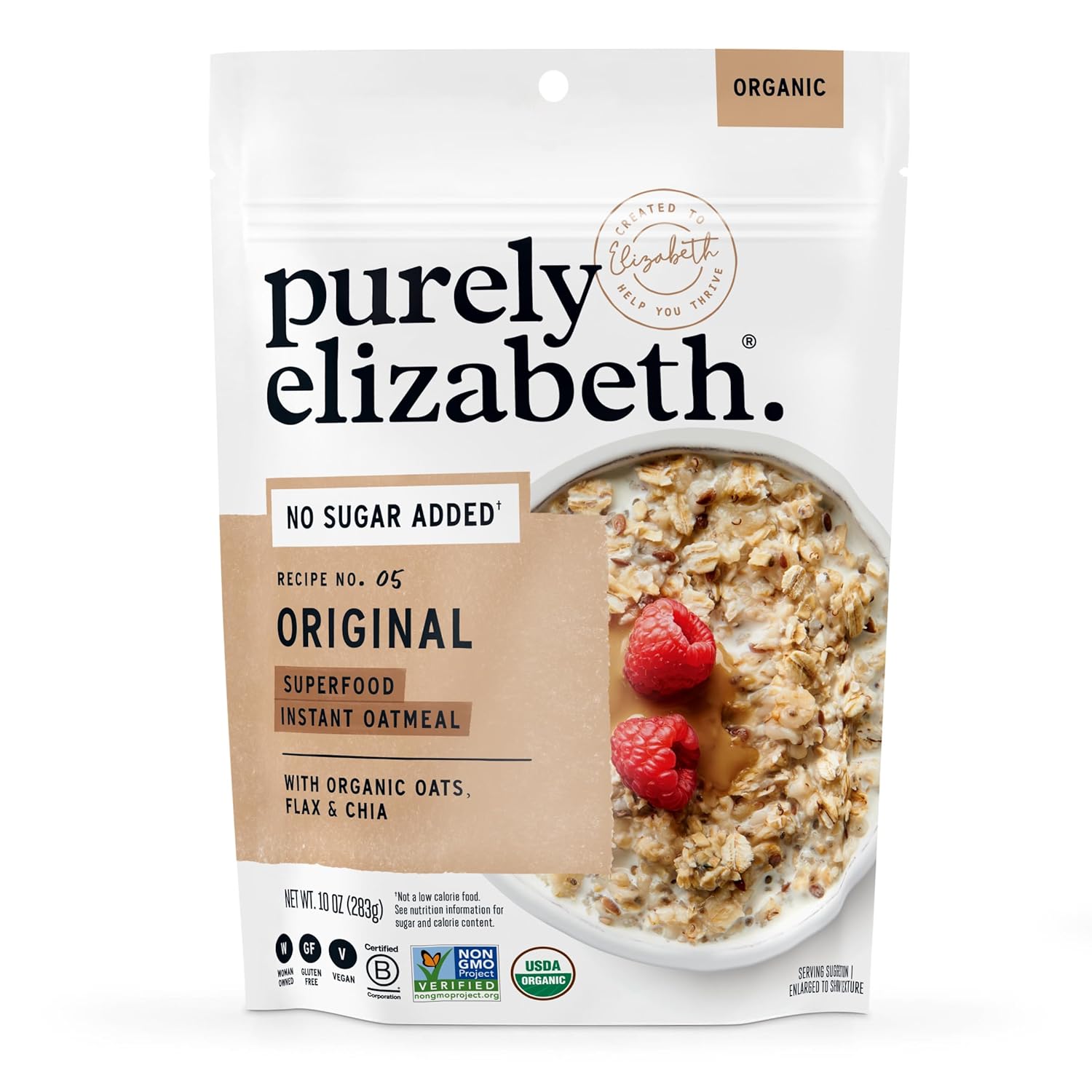 Purely Elizabeth Superfood Oats - Gluten-Free Oats & Non-GMO Project Verified | 100% Vegan & Packed with Protein & Fiber | Original - 10oz