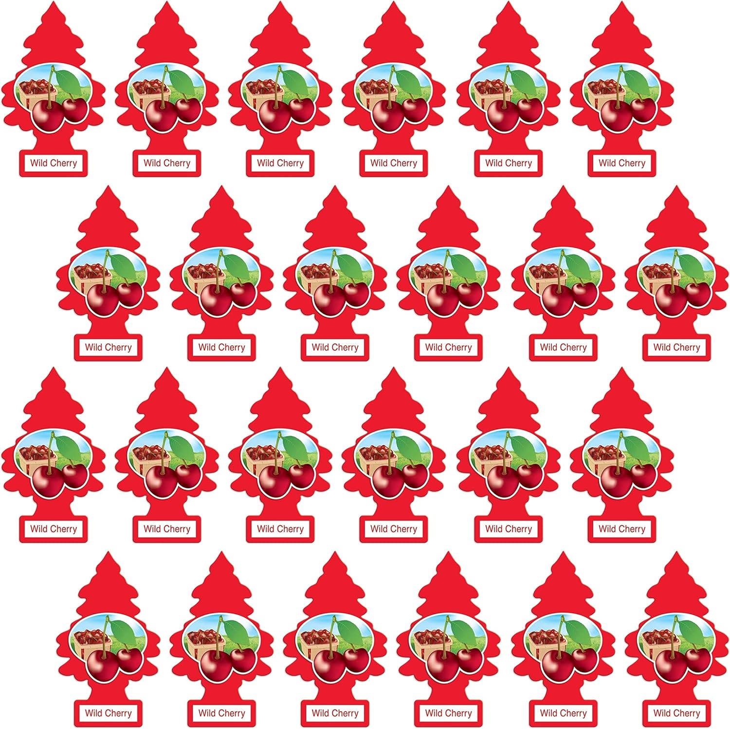LITTLE TREES Car Air Freshener | Hanging Paper Tree for Home or Car | Wild Cherry | 24 Pack