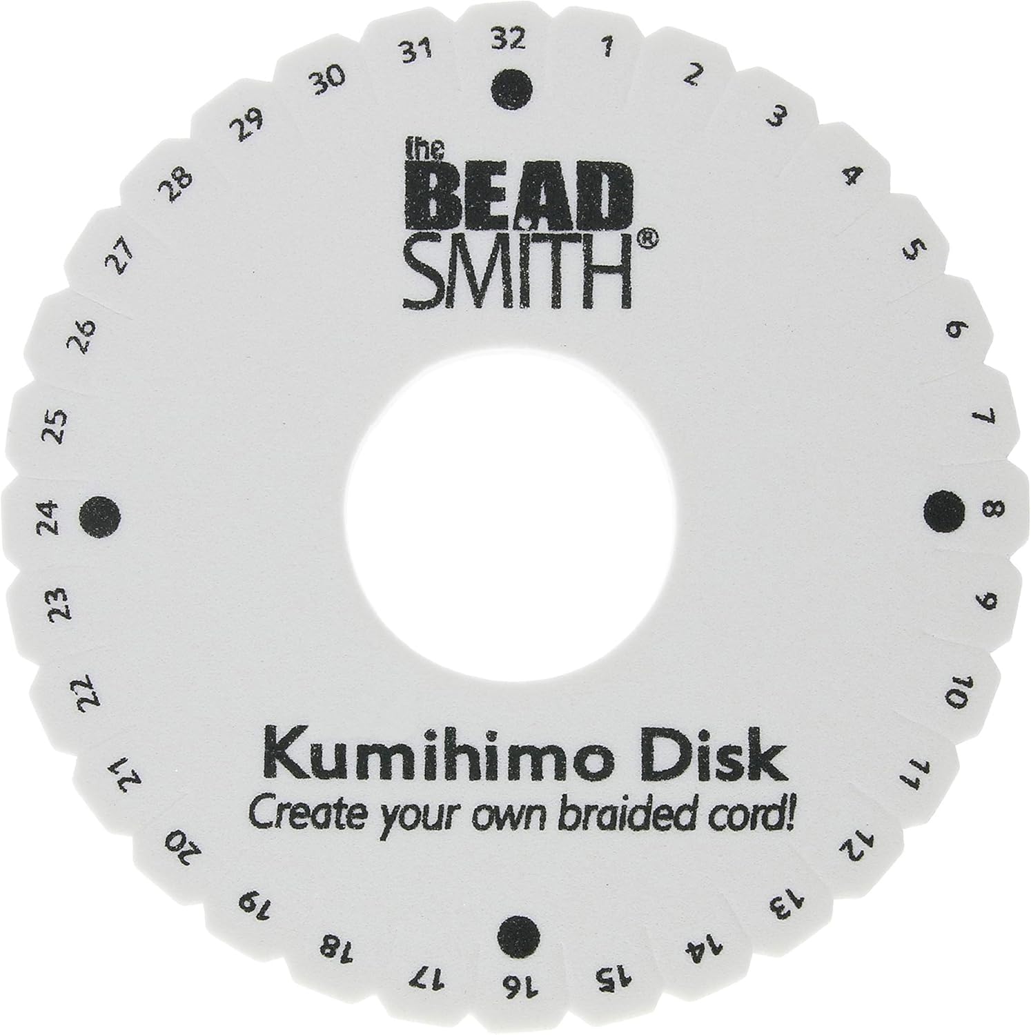 The Beadsmith Round Kumihimo Disk, 6 inch Diameter, 3/8” Thick Dense Foam, Jewelry Tools for Braiding, 1 disks