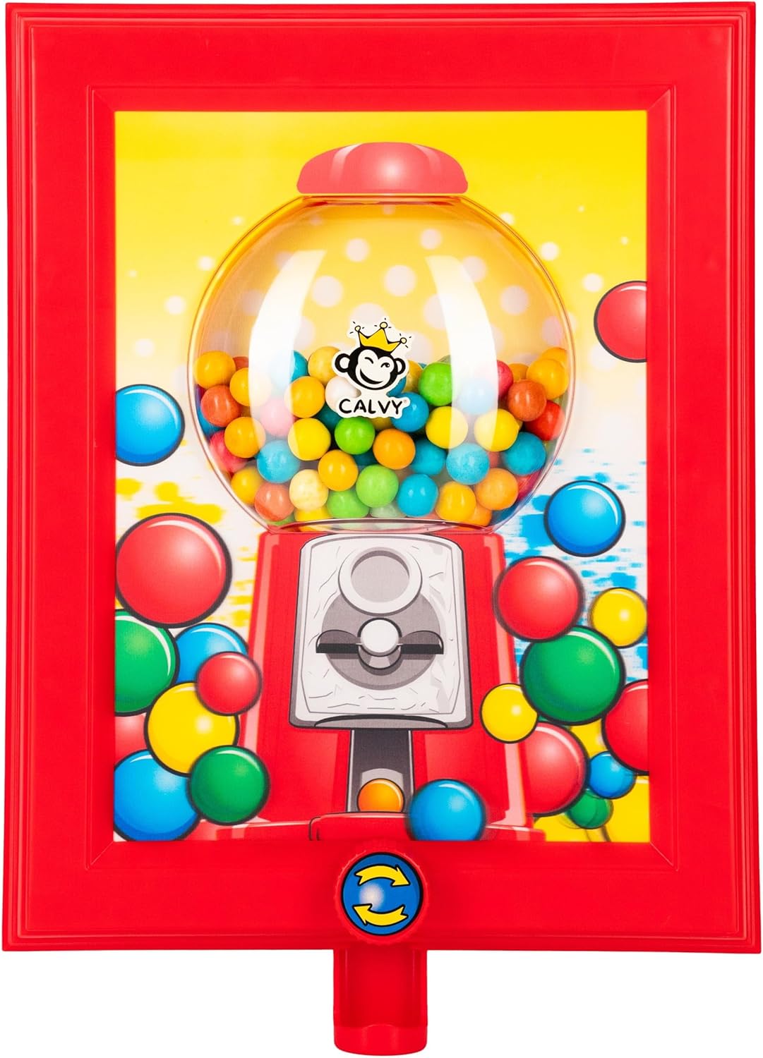 Wall Mounted Gumball Machine - Picture Frame Sweet Dispenser - Kid Friendly Bubblegum Vending Toy - Includes 50g of Gumballs - Perfect for Children - Chewing Gum Fun