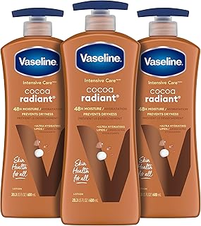 Vaseline Intensive Care Body Lotion Cocoa Radiant 3 count for Dry Skin Lotion Made with Ultra-Hydrating Lipids and Pure Cocoa Butter for a Long-Lasting, Radiant Glow 20.3 Oz