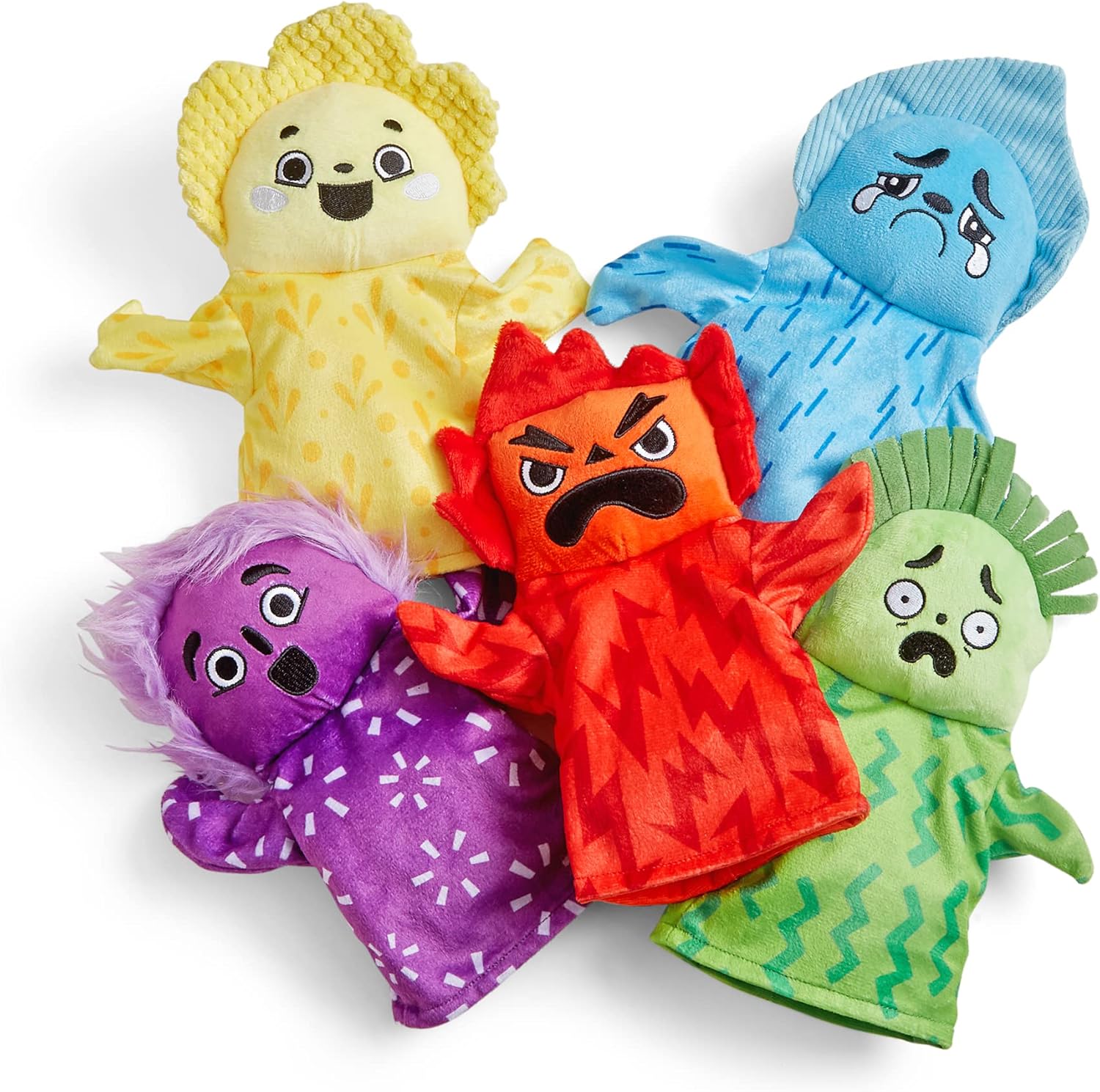 Learning Resources Feelings Family Hand Puppets Set, Hand Puppets for Kids, Learn About Feelings, 5 Emotions Hand Puppets Happy, Sad, Surprised, Angry and Scared