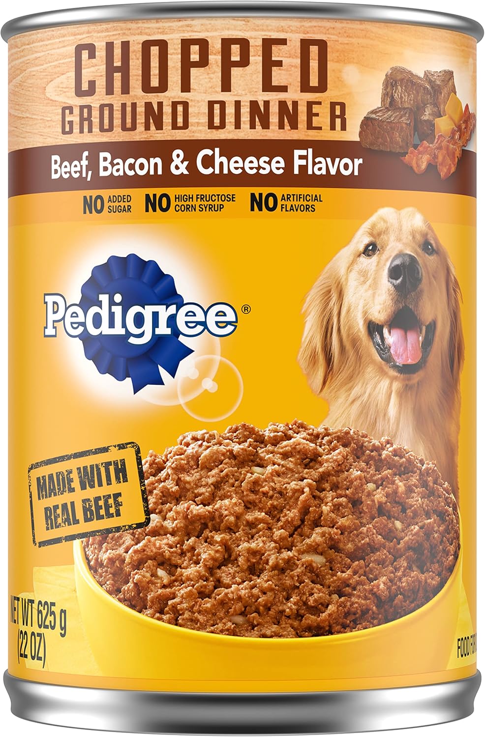 PEDIGREE Chopped Ground Dinner Adult Canned Soft Wet Meaty Dog Food Beef, Bacon & Cheese Flavor, (12) 22 oz. Cans