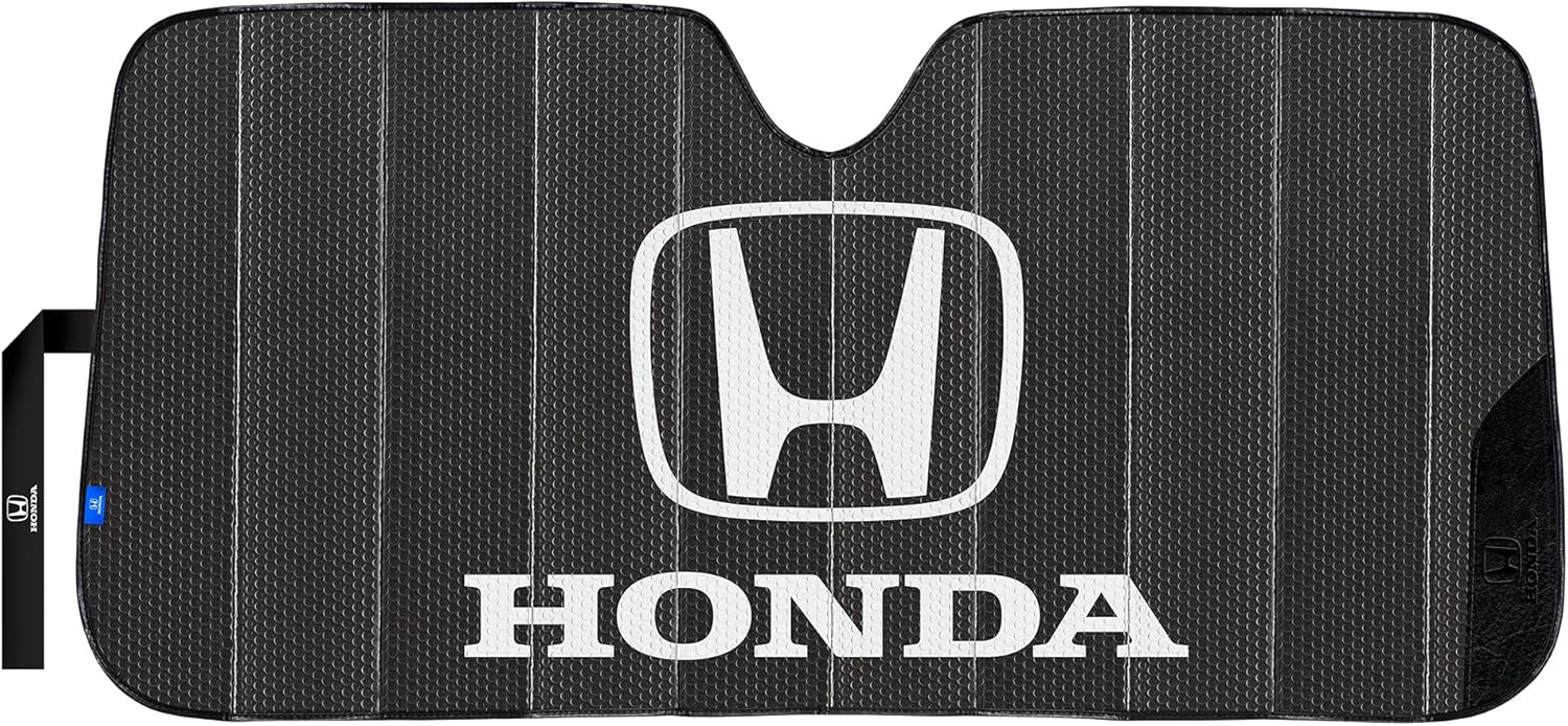 Plasticolor 003939W01 Honda Black Matte Accordion Sunshade White Logo 26.75 inches Tall x 57 inches Wide