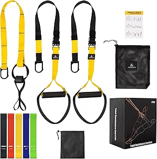 Resistance Training Kit, 2 Adjustable Bodyweight Resistance Bands with Handles + 1 Door Anchor + 5 Resistance Loop Bands for Working Out Hold up to 600 lbs Home Gym Equipment