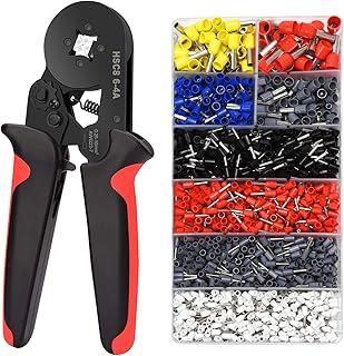 Ferrule Crimping Tools Wire Pliers - 1800 PCS Wire Ferrules with Crimpers Pliers Kit for Electricians, Adjustable Ratchet Tools with Terminals Connectors AWG 28-7, 0.08-10mm²