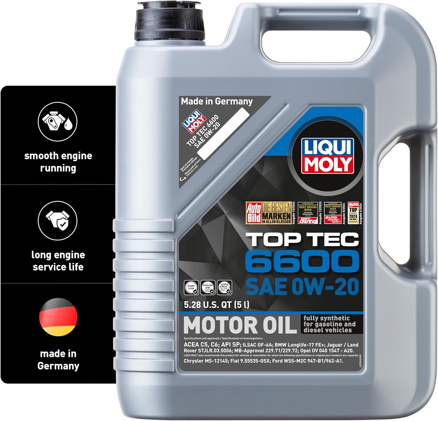 Liqui Moly Top Tec 6600 SAE 0W-20 | Fully synthetic engine oil | 5 Liter | SKU: 22046