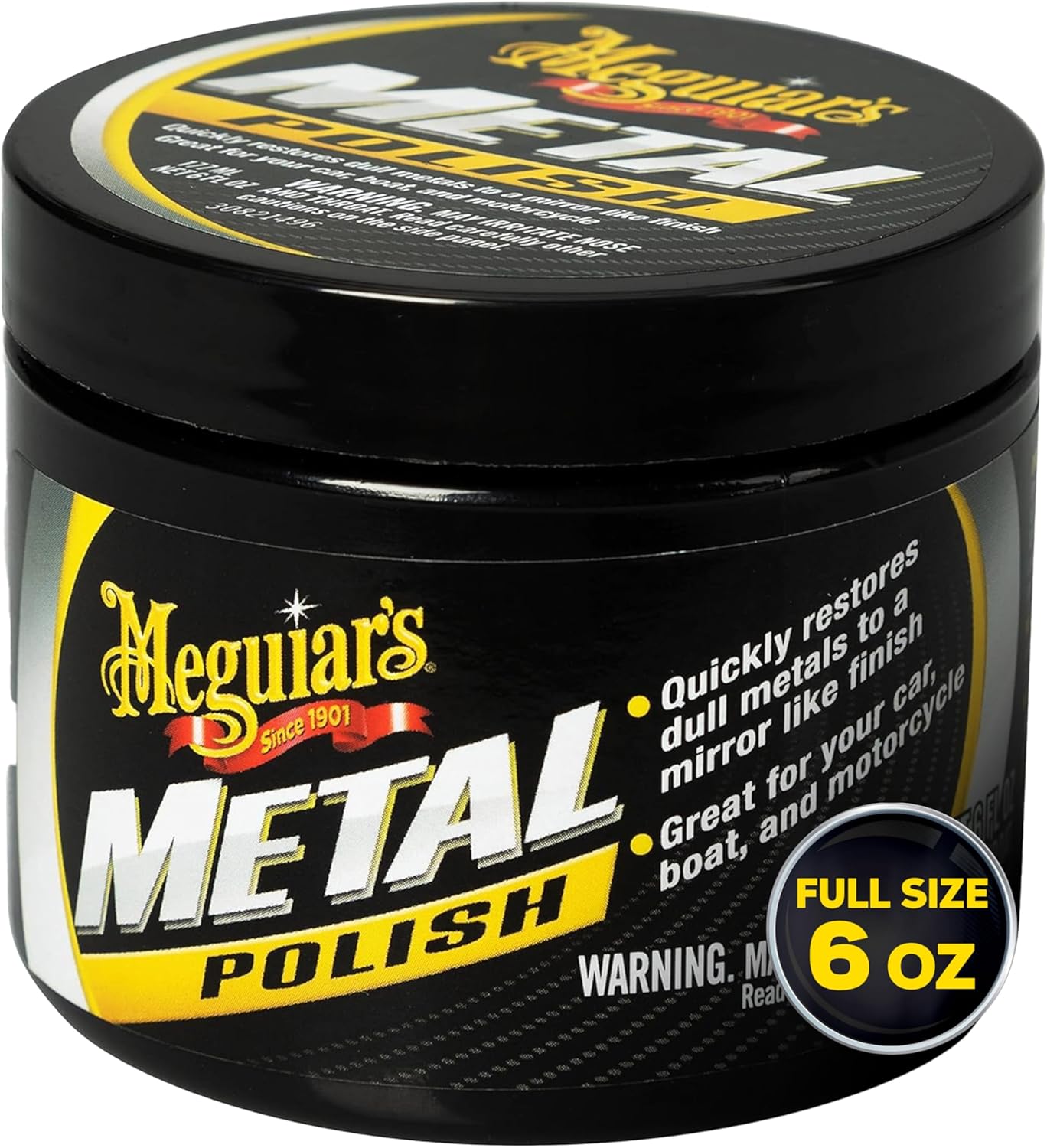 Meguiar's G211606 Metal Polish, Safe for All Uncoated Metals, Removes Stains and Swirls for a Quick and Easy Clean, Restores Shine, Pairs Well with Our Wheel Polisher Tool, 6 Oz