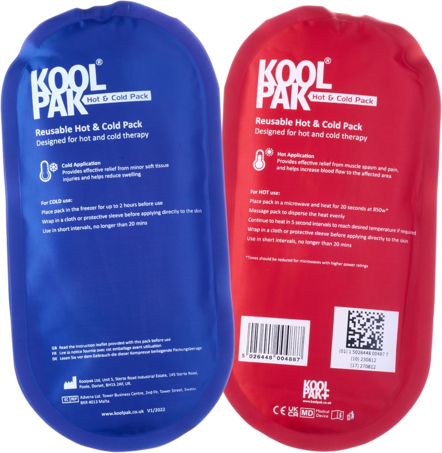 Koolpak Luxury Hot & Cold Reusable Pack Oval - 12.5 x 25.5cm