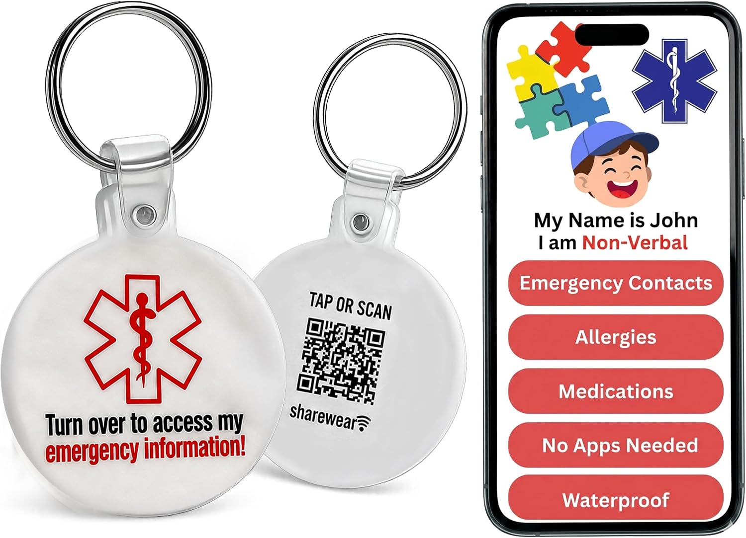 QR Tap Keychain, Lost Kids Smart Identification, QR code identification