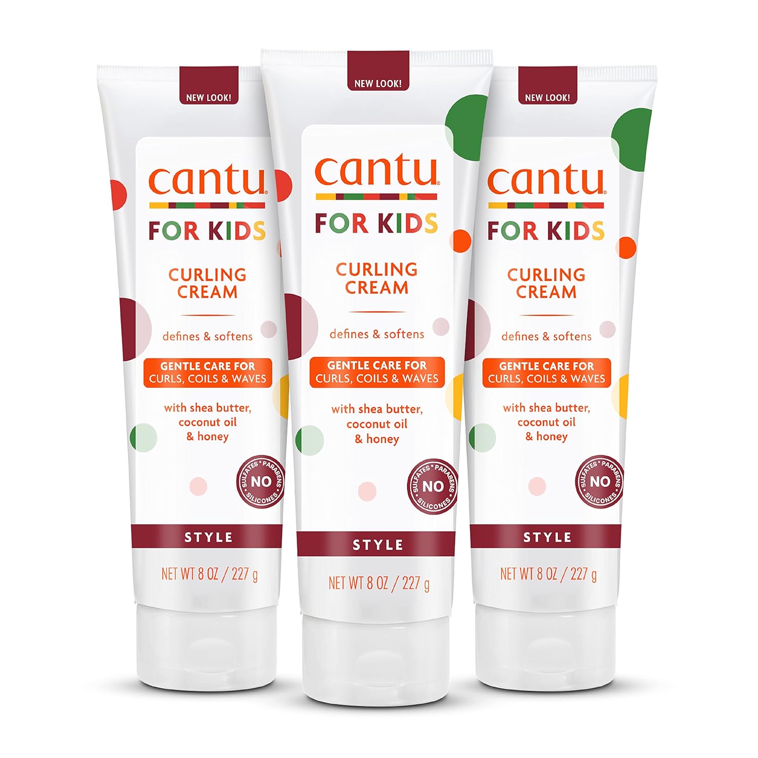 Cantu Care for Kids Paraben & Sulfate-Free Curling Cream with Shea Butter, 8 oz (Pack of 3)