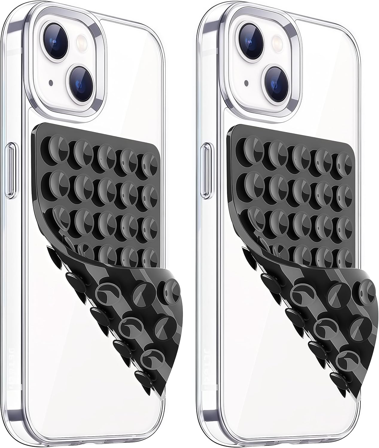 Anteel 2 Pack Silicone Suction Cup Phone Case Mount Double Sided, Hands-Free Silicon Phone Grip with Higher Suction Power for Selfies and Videos, Non Slip Phone Accessories (Black)