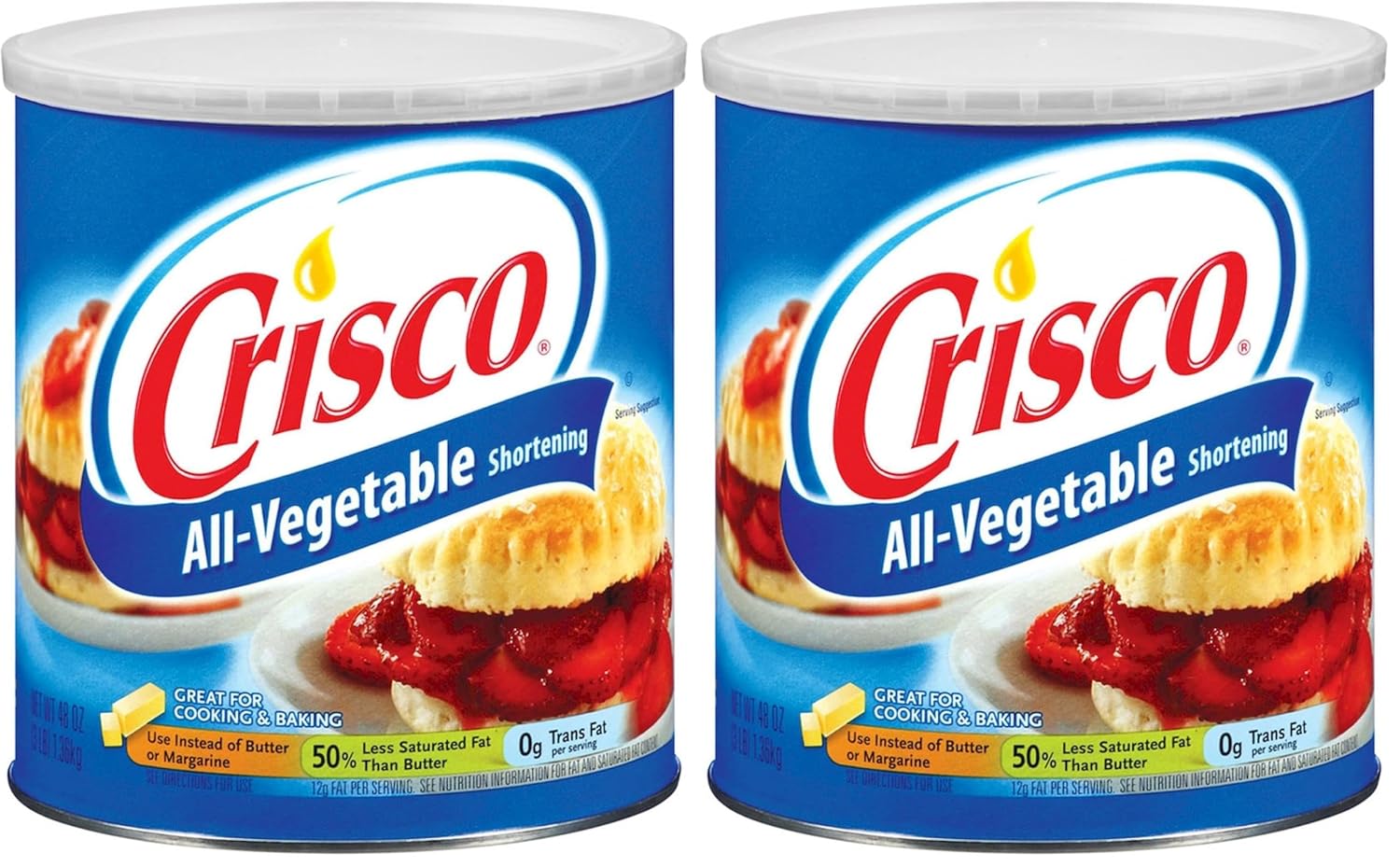 Crisco All-Vegetable Shortening, 48 Ounce (Pack of 2)